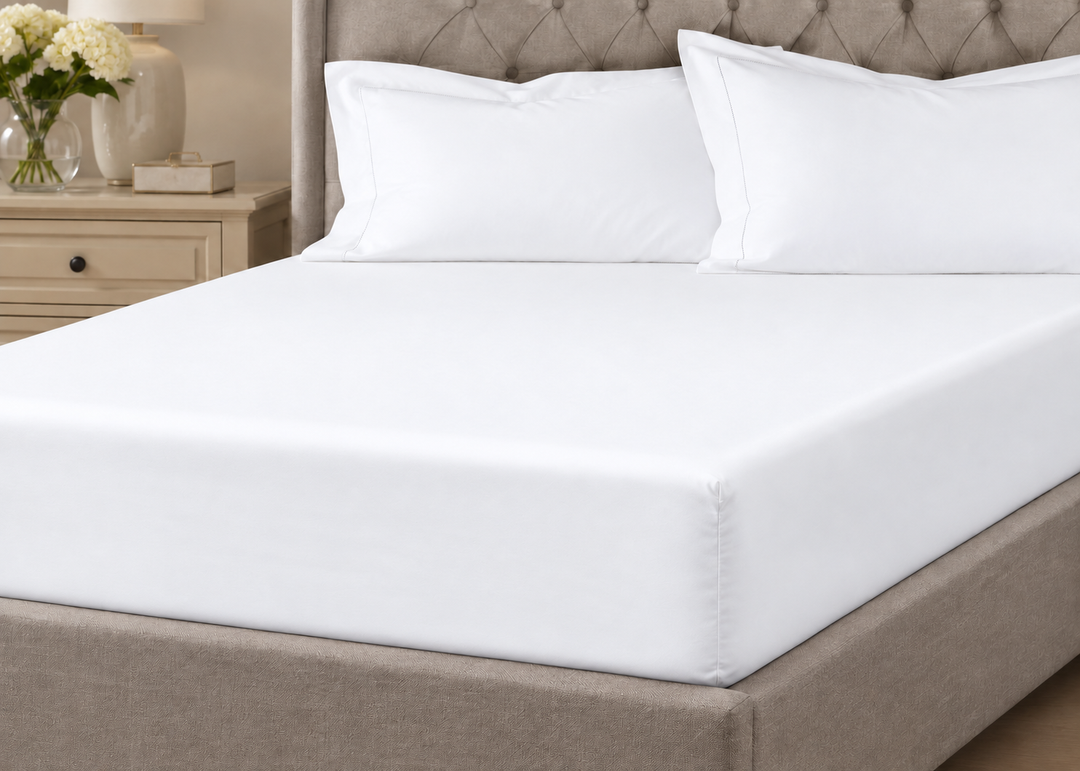 Linen Obsession 900 Thread Count "Luxe Touch" Fitted Sheet in White
