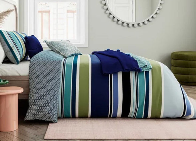 Helena Springfield "Darcie Stripe" Duvet Cover Sets in Blue/Green