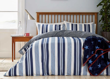 Helena Springfield "Huntington Stripe" Duvet Cover Sets in Navy & Cobalt