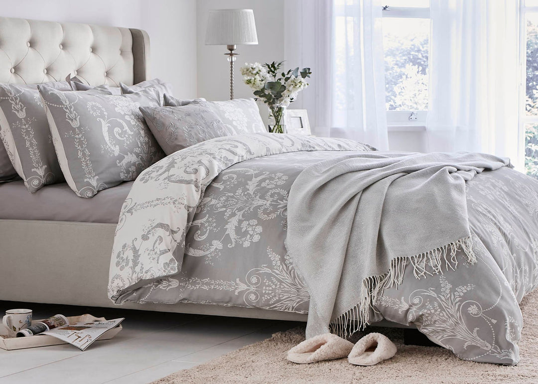Laura Ashley "Josette" Duvet Cover Set in Steel