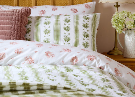 Laura Ashley "Pensham Stripe" Duvet Cover Set in Sage Pink