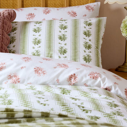 Laura Ashley "Pensham Stripe" Duvet Cover Set in Sage Pink