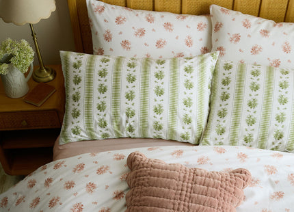 Laura Ashley "Pensham Stripe" Duvet Cover Set in Sage Pink
