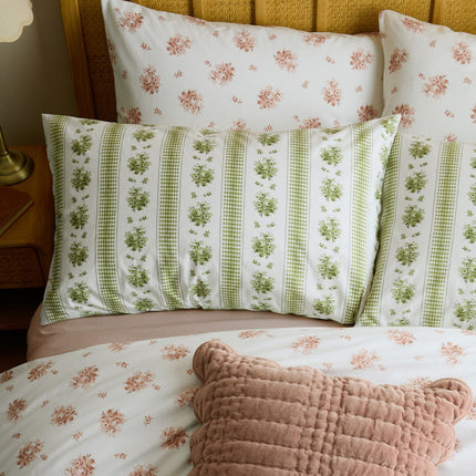 Laura Ashley "Pensham Stripe" Duvet Cover Set in Sage Pink