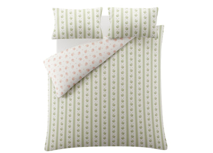 Laura Ashley "Pensham Stripe" Duvet Cover Set in Sage Pink