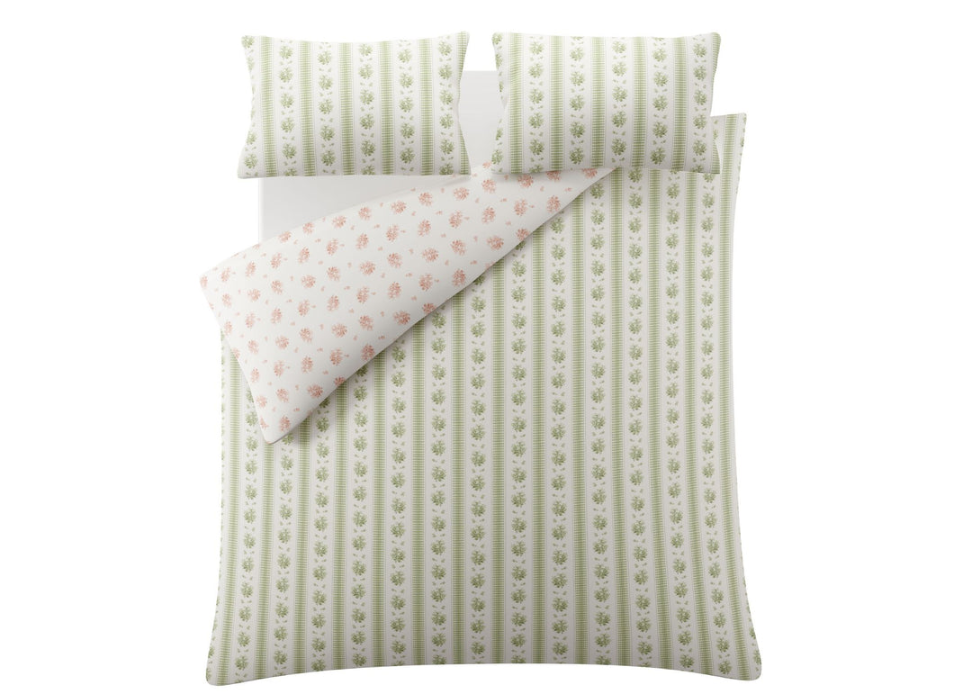 Laura Ashley "Pensham Stripe" Duvet Cover Set in Sage Pink
