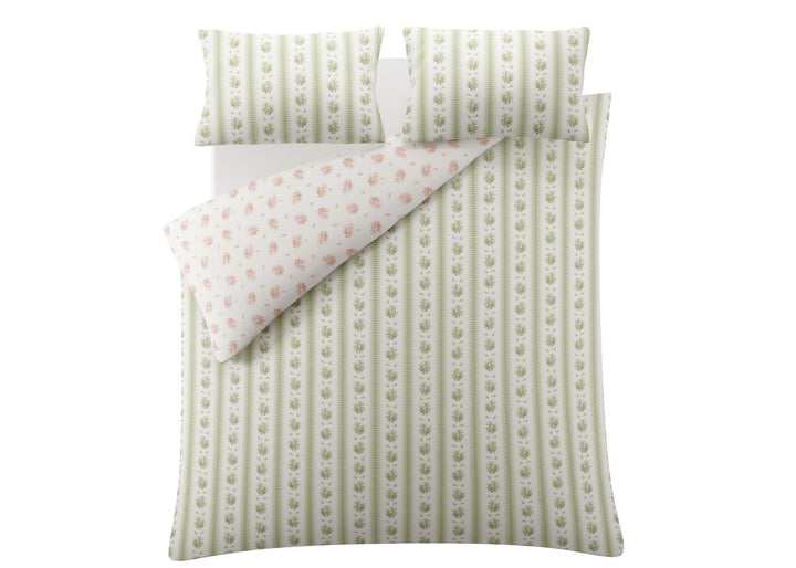 Laura Ashley "Pensham Stripe" Duvet Cover Set in Sage Pink