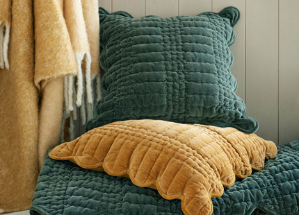 Laura Ashley "Brady Scalloped" Bedspread in Pine Green