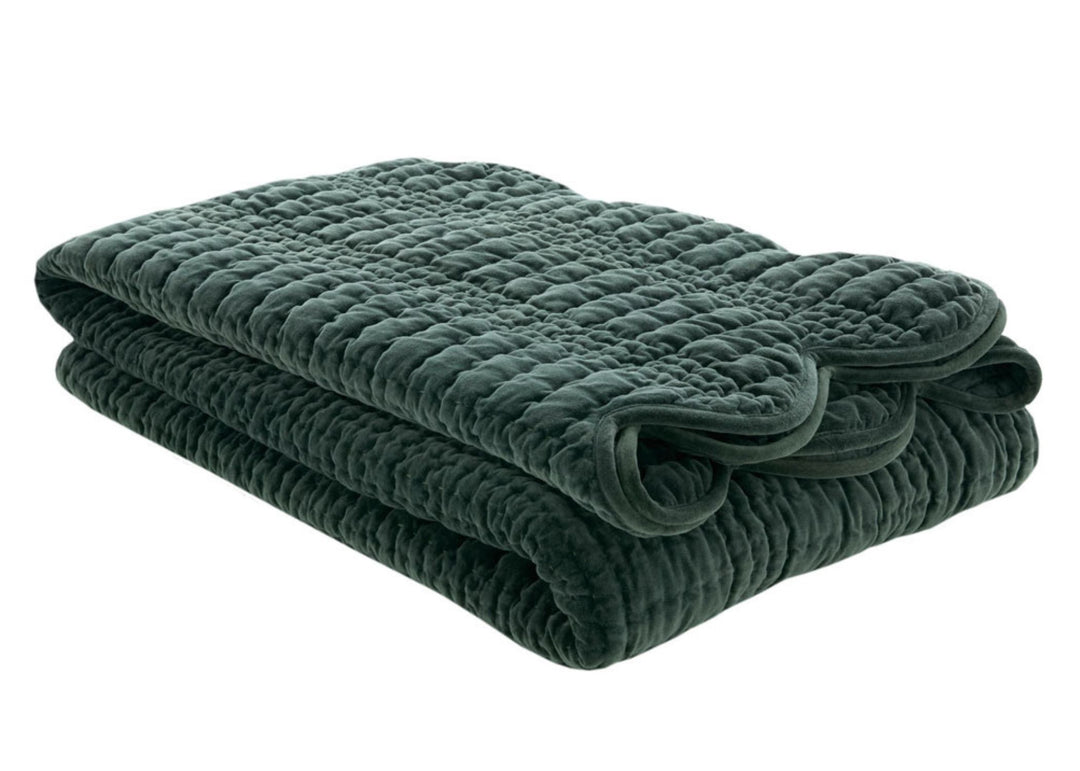 Laura Ashley "Brady Scalloped" Bedspread in Pine Green