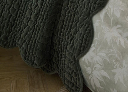 Laura Ashley "Brady Scalloped" Bedspread in Pine Green