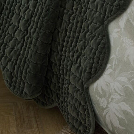 Laura Ashley "Brady Scalloped" Bedspread in Pine Green