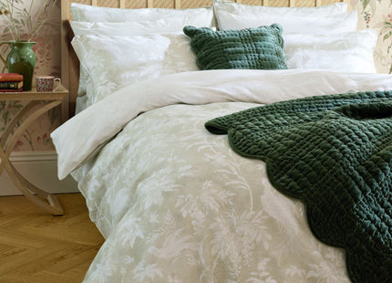 Laura Ashley "Brady Scalloped" Bedspread in Pine Green