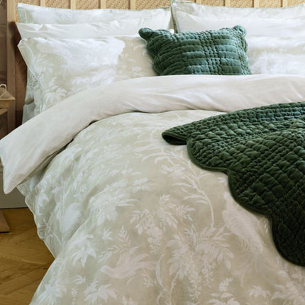Laura Ashley "Brady Scalloped" Bedspread in Pine Green