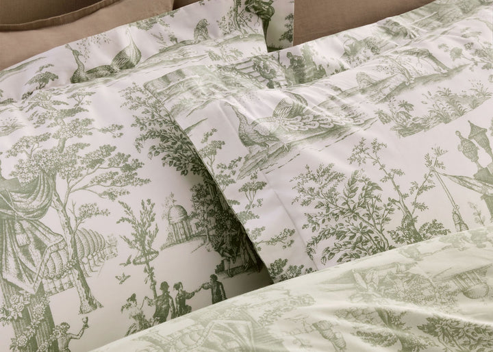 Laura Ashley "Braysmith Toile" Duvet Cover Set in Olive Green