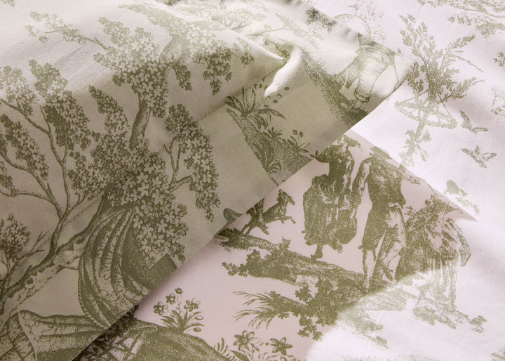 Laura Ashley "Braysmith Toile" Duvet Cover Set in Olive Green
