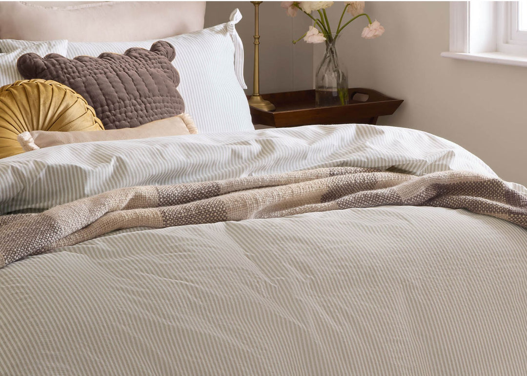 Laura Ashley "Cornish Stripe" Duvet Cover Set in Natural