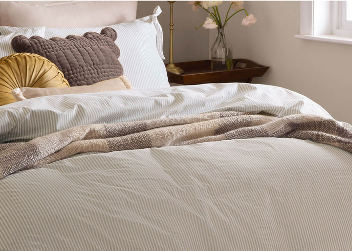 Laura Ashley "Cornish Stripe" Duvet Cover Set in Natural