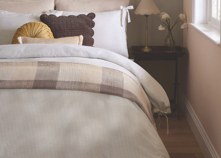 Laura Ashley "Cornish Stripe" Duvet Cover Set in Natural