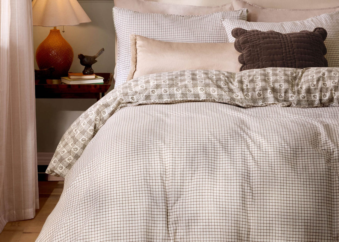 Laura Ashley "Hartley Check" Duvet Cover Set in Dark Truffle Brown