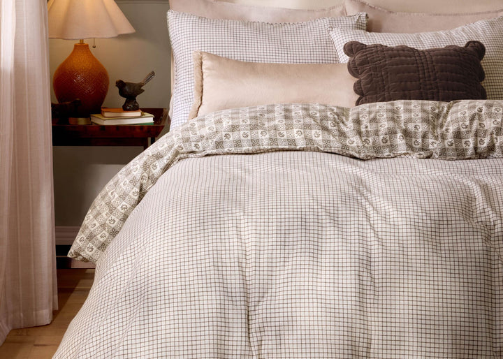Laura Ashley "Hartley Check" Duvet Cover Set in Dark Truffle Brown
