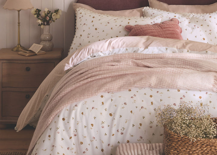 Laura Ashley "Neve Floral" Duvet Cover Set in Plaster Pink