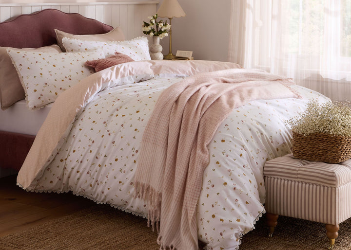 Laura Ashley "Neve Floral" Duvet Cover Set in Plaster Pink