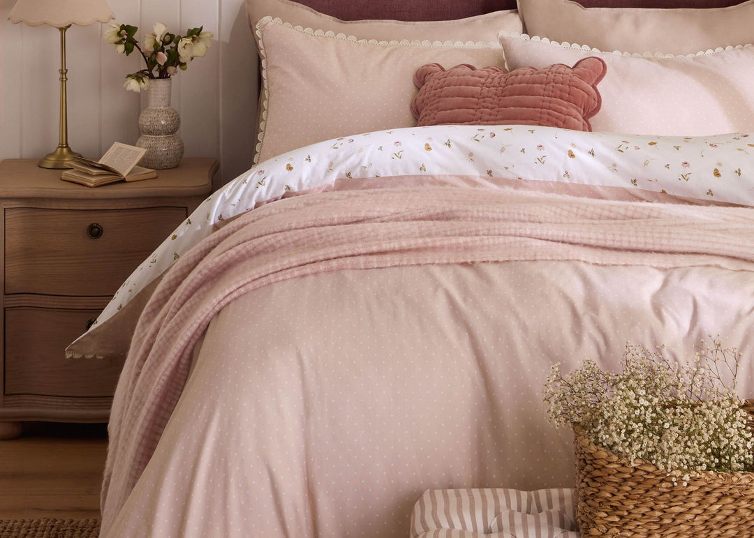 Laura Ashley "Neve Floral" Duvet Cover Set in Plaster Pink