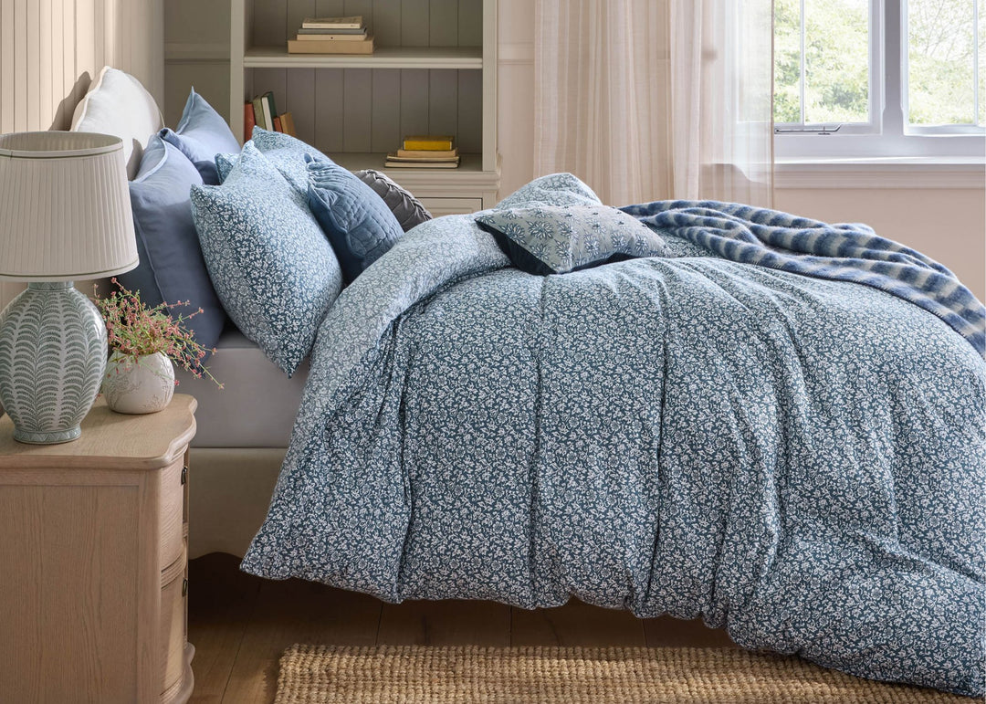 Laura Ashley "Sweet Alyssum" Duvet Cover Set in Denim Blue