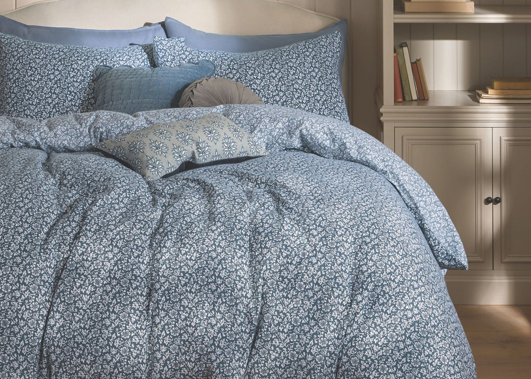 Laura Ashley "Sweet Alyssum" Duvet Cover Set in Denim Blue