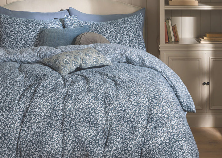 Laura Ashley "Sweet Alyssum" Duvet Cover Set in Denim Blue