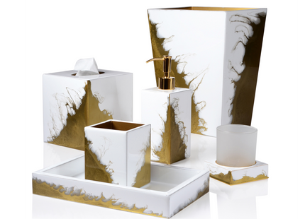Mike + Ally "Lava" Bathroom Accessories in White & Gold