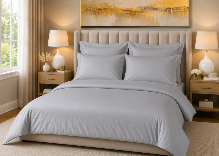 Linen Obsession 300 Thread Count "Luxury Sateen" Fitted Sheet in Silver