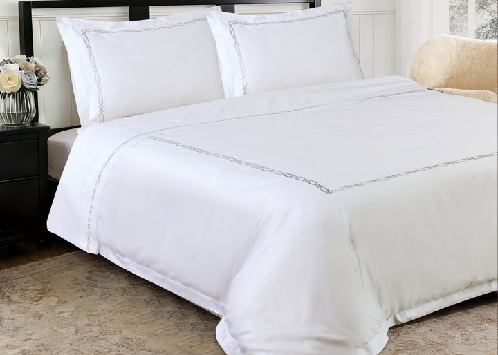 Linen Obsession "Athena" Duvet Cover Set in Silver