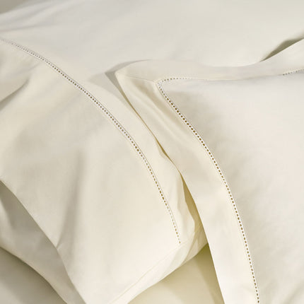 Linen Obsession "900 Thread Count Luxe Touch" Bed Linen in Cream with Cream Hemstitch