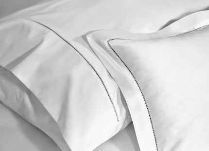 Linen Obsession "900 Thread Count Luxe Touch" Bed Linen in White with Silver Hemstitch
