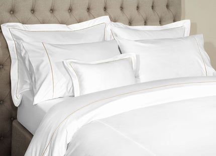 Linen Obsession "900 Thread Count Luxe Touch" Bed Linen in White with Stone Hemstitch