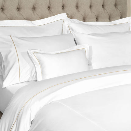 Linen Obsession "900 Thread Count Luxe Touch" Bed Linen in White with Stone Hemstitch