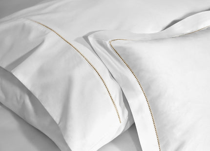 Linen Obsession "900 Thread Count Luxe Touch" Bed Linen in White with Stone Hemstitch