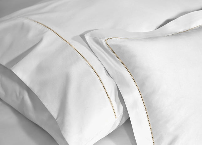 Linen Obsession "900 Thread Count Luxe Touch" Bed Linen in White with Stone Hemstitch