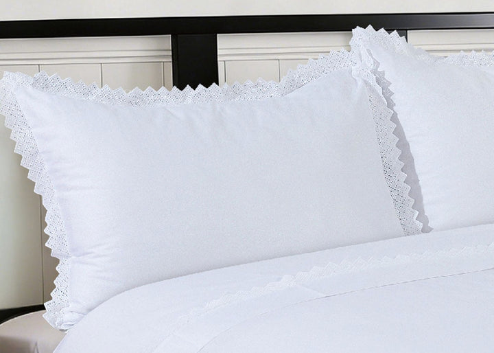 Linen Obsession "Broderie" Flat Sheet in White