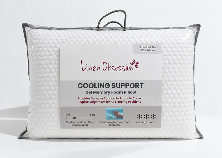 Linen Obsession "Cooling Support" Gel Memory Foam Pillow 50 x 70 cm