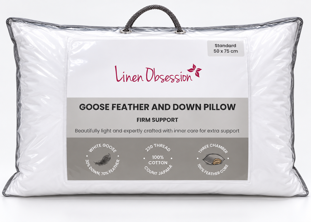 Linen Obsession "Goose Down &amp; Feather Surround" Filled Pillows - Firm Support