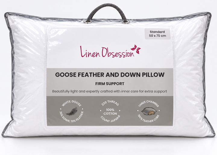 Linen Obsession "Goose Down &amp; Feather Surround" Filled Pillows - Firm Support