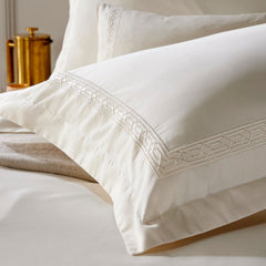 Christy "Matsuko" 300 TC Duvet Cover Sets - Cream with Cream Embroidery