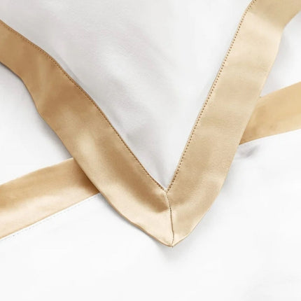Mayfairsilk "Mulberry Silk" Bed Linen in White w/ Champagne Border