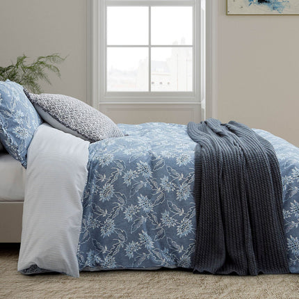 Bedeck of Belfast "Miya" Duvet Cover and Oxford Pillowcase in Chambray Blue