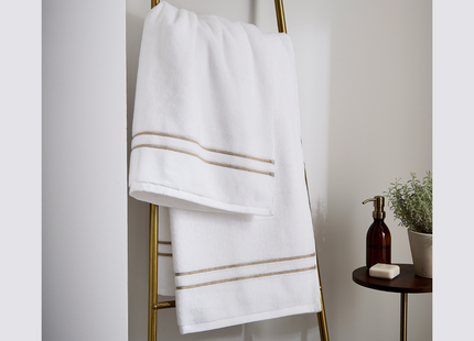 Bedeck of Belfast "Murano" Bath Towels in White/ Truffle