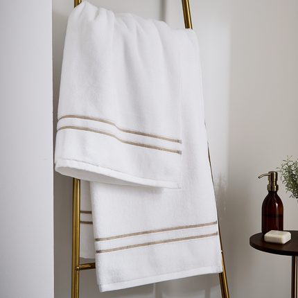 Bedeck of Belfast "Murano" Bath Towels in White/ Truffle