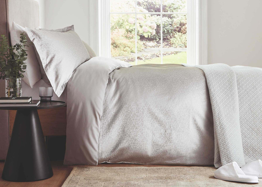 Murmur "Meadow" Jacquard Duvet Cover in Cloud Grey