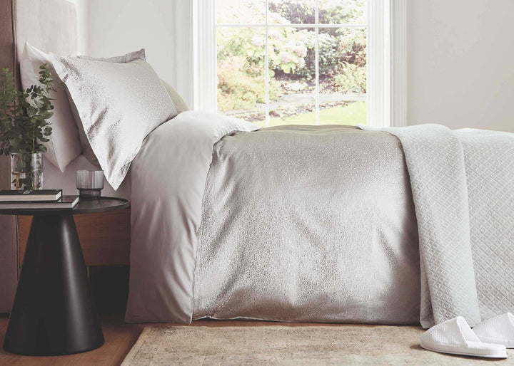 Murmur "Meadow" Jacquard Duvet Cover in Cloud Grey